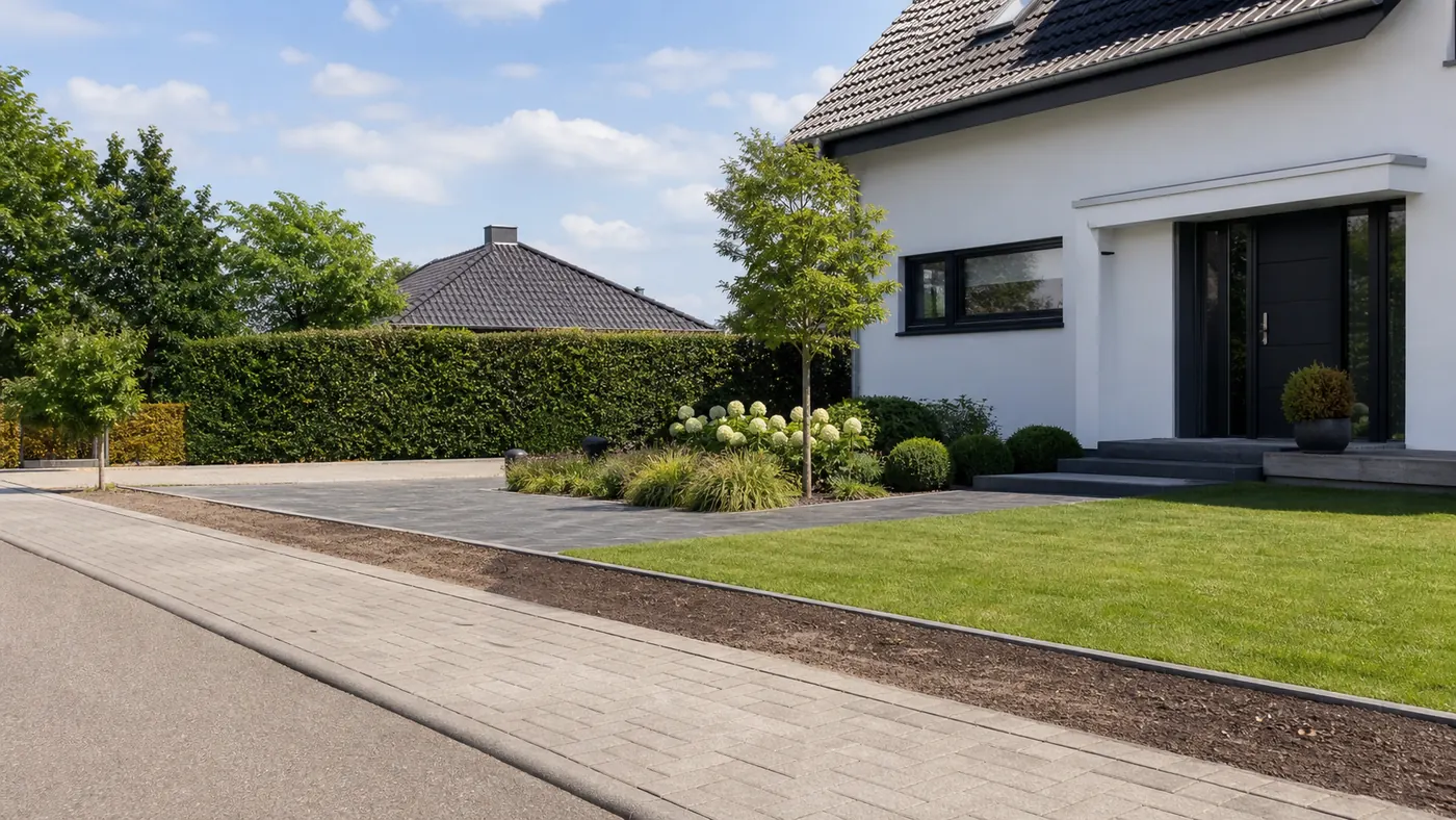 Garten vor der Zaunmontage ohne Zaun